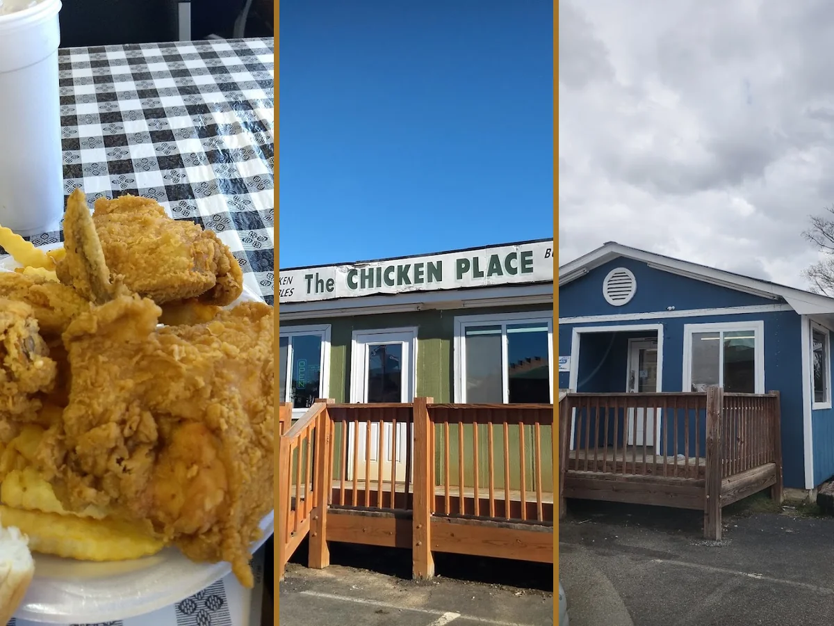 Fried chicken with classic sides on a plate.