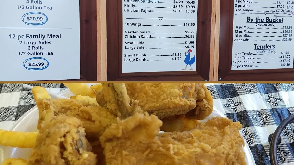 Chicken meal served with okra and coleslaw.